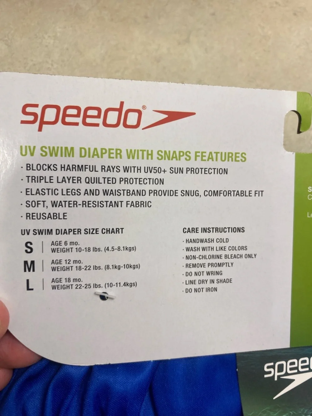 💚 Speedo Royal Blue Shark Logo Swim Diaper with snaps L 18 mo.